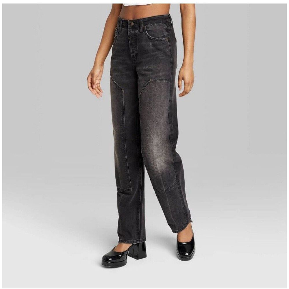 Women's Wild Fable‎ High-Rise Straight Jeans Black Wash Size 2/32" NWT